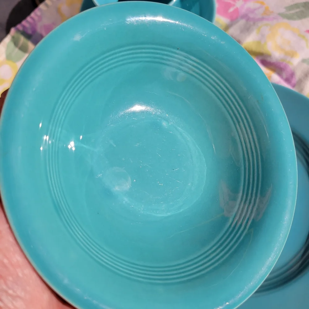 Vintage Harlequin by Homer Laughlin 5-Piece Place Setting ~ Turquoise ~ Blue ~